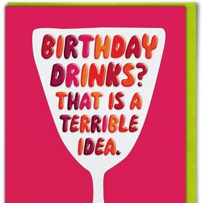 Funny Birthday Card EMBOSSED - Funny Birthday Drinks