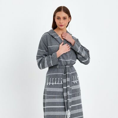 "Classic" bathrobe tailored from hammam towel / cotton