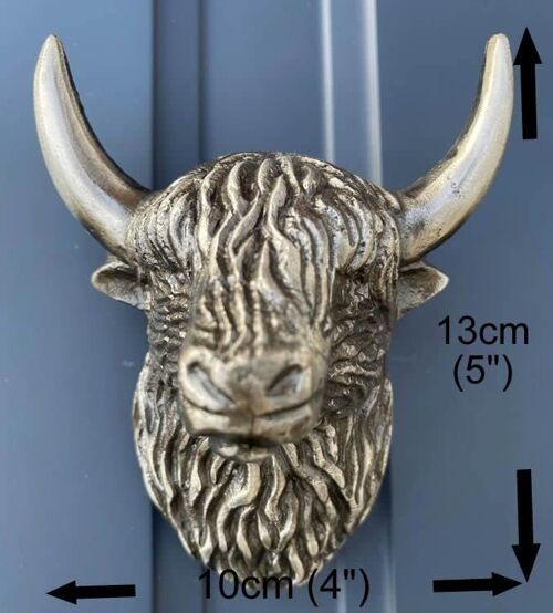 Highland Cow Door Knocker Antique Brass
