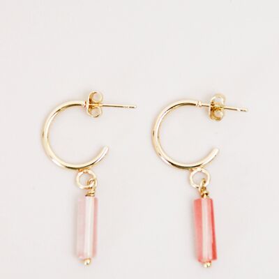 EMMA mini hoops - Pink agate watermelon