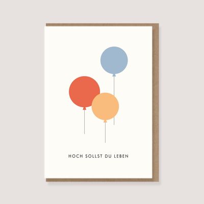 Folding card with envelope - "Balloons - High shall thou live"