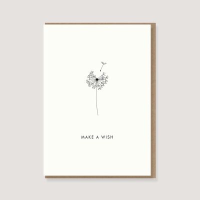 Folding card with envelope - "Dandelion - Make a Wish"