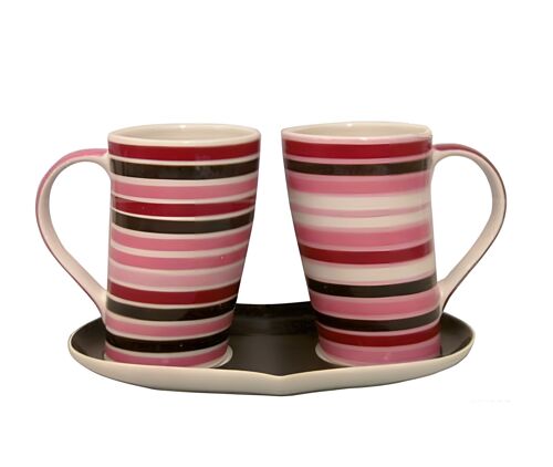 3 pcs set of 2 coffee mugs and  plate in box  -  ND-007
