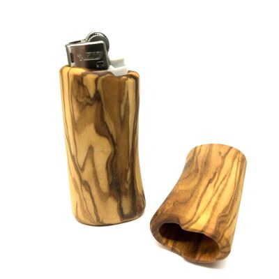 Elegant lighter cover made of olive wood lighter case