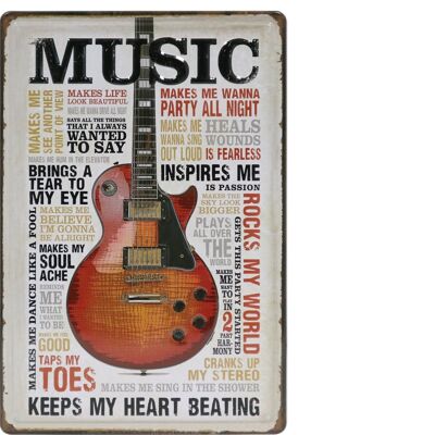 Music metalen bord 20x30cm