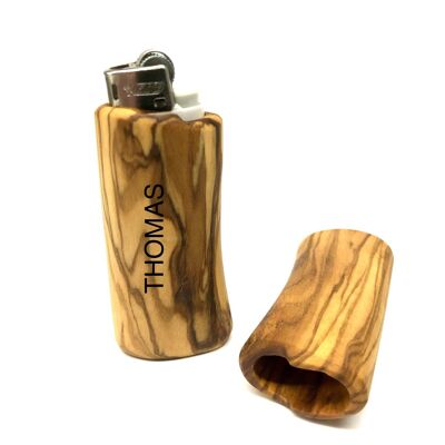 Elegant lighter case individually engraved made of olive wood lighter case