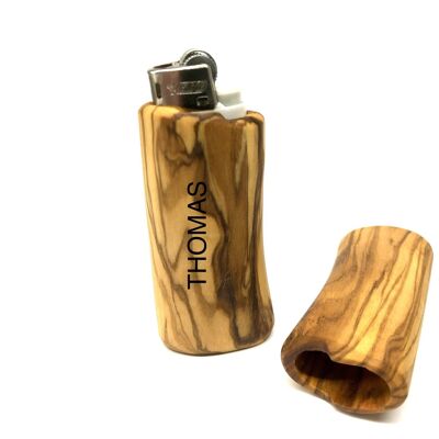 Elegant lighter case individually engraved made of olive wood lighter case
