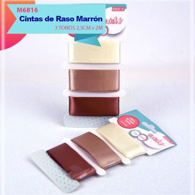 Cintas de Raso tonos Marrón 2,5cm x 2M x 3 Colores