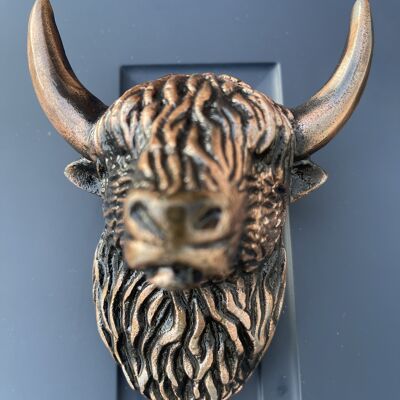 Highland Cow Door Knocker Antique Copper