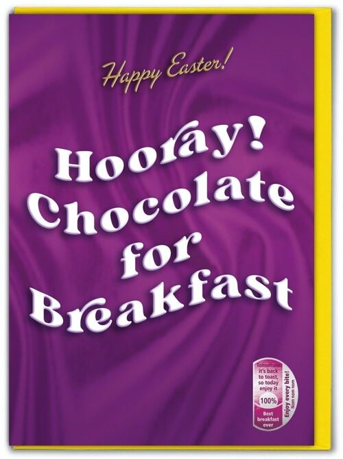 Funny Easter Card - Hooray Chocolate for Breakfast