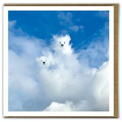 Biglietto d'auguri con orsetti fotografici divertenti per la nuvola quotidiana