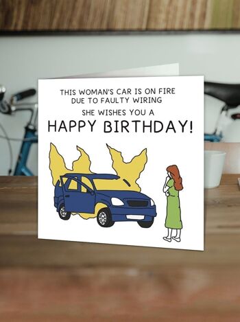 Carte d'anniversaire drôle de feu de voiture par Brainbox Candy 2