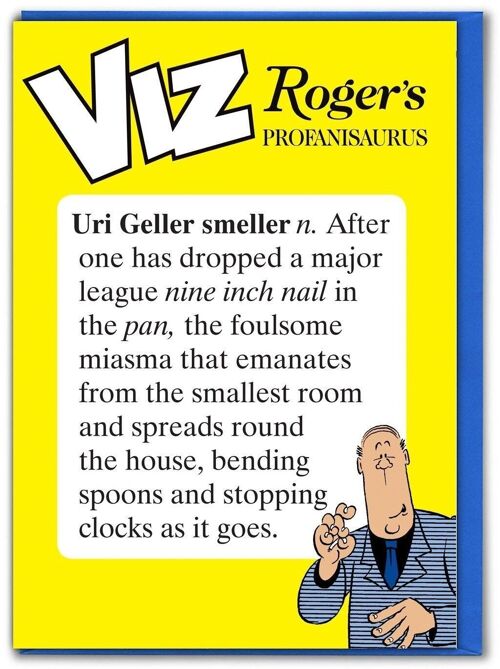 Uri Geller Smeller Viz Roger's Profanisaurus Funny Birthday Card