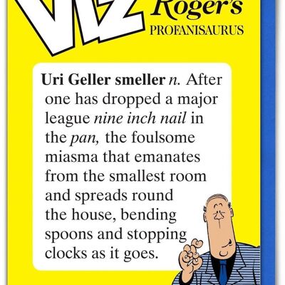 Uri Geller Smeller Viz Roger's Profanisaurus Funny Birthday Card