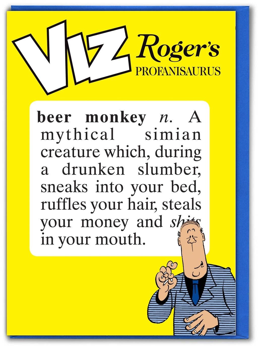 Beer Monkey Viz Roger's Profanisaurus divertente biglietto di auguri di compleanno
