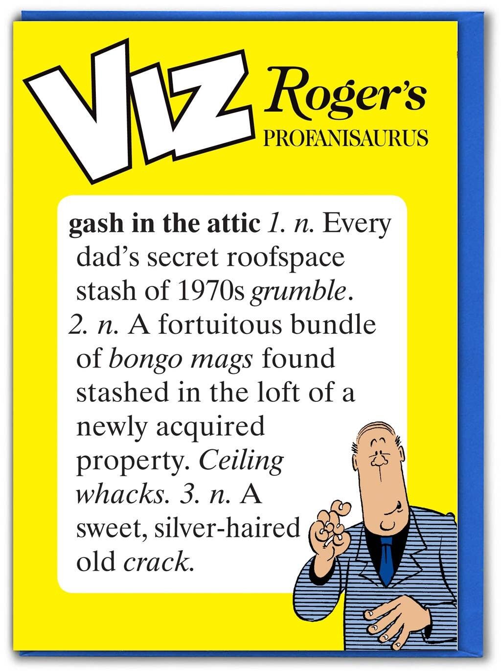 Biglietto di compleanno divertente per Profanisaurus di Gash In The Attic Viz Roger
