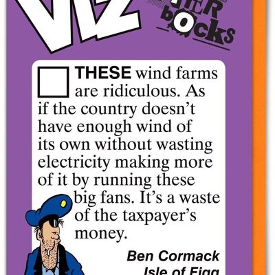 Wind Farms Viz Letterbocks divertente biglietto di auguri di compleanno