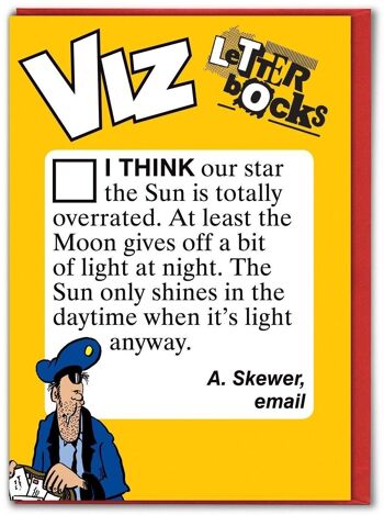 Carte d'anniversaire drôle Sun Overrated Viz Letterbocks 1