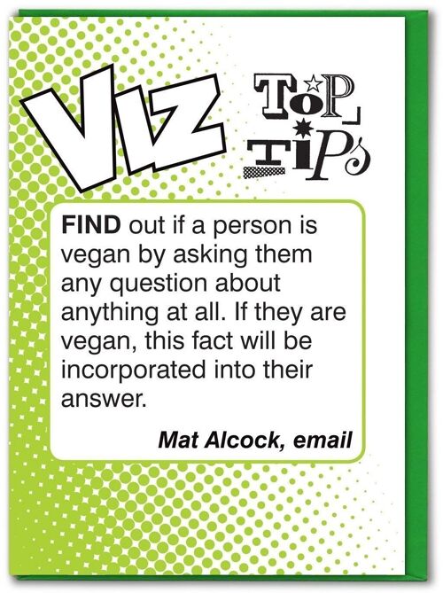 Vegan Viz Top Tips Funny Birthday Card