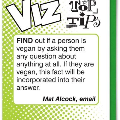 Vegan Viz Top Tips Funny Birthday Card