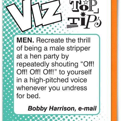 Stripper Viz Top Tips Funny Birthday Card