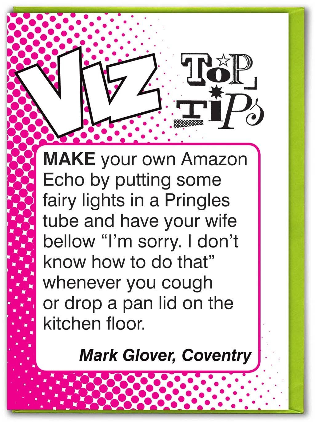 Amazon Echo Viz Top Tips Biglietto d'auguri divertente
