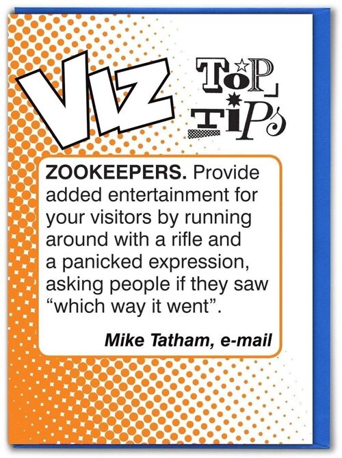 Zoo Keepers Viz Top Tips Funny Birthday Card