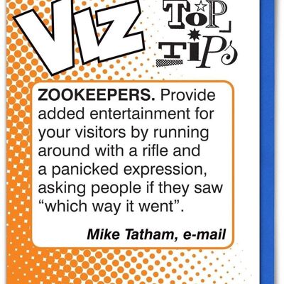 Zoo Keepers Viz Top Tips Carte d'anniversaire drôle