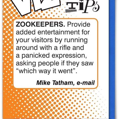 Zoo Keepers Viz Top Tips Funny Birthday Card