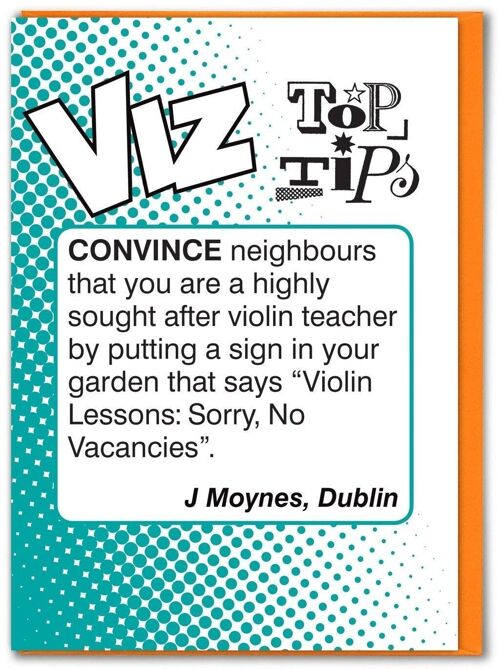 Violin Lessons Viz Top Tips Funny Birthday Card