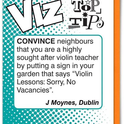 Leçons de violon Viz Top Tips Carte d'anniversaire drôle