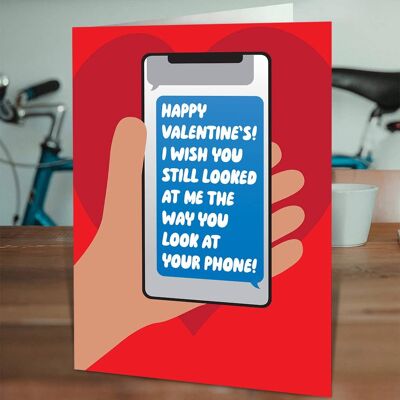 Tarjeta divertida de San Valentín - Mira el teléfono