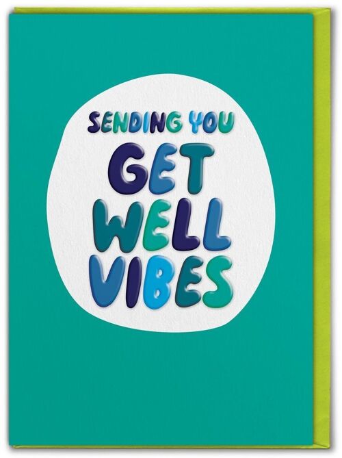 Get Well Soon Card EMBOSSED - Sending Get Well Vibes