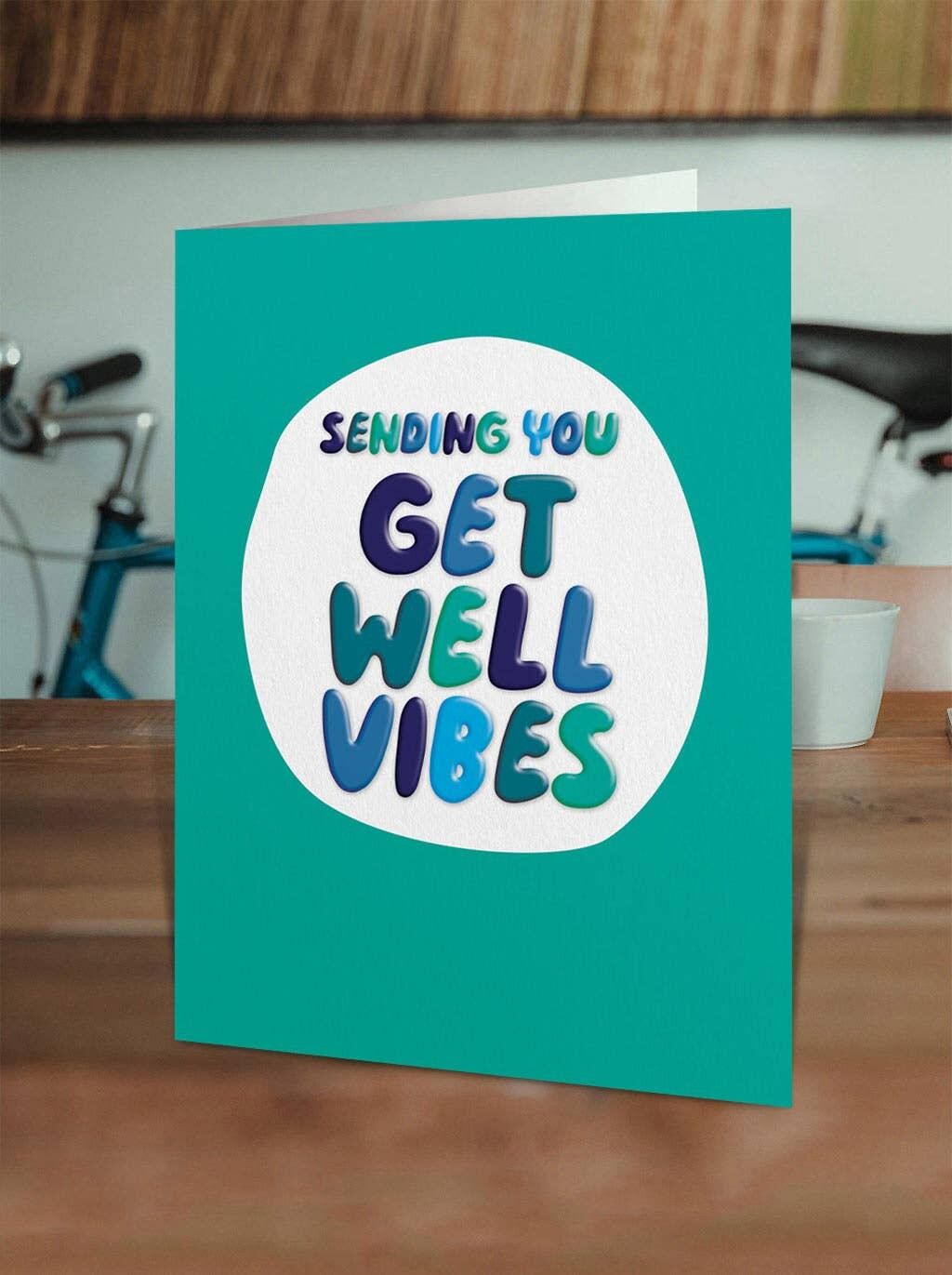Get Well Soon Card EMBOSSED - Sending Get Well Vibes