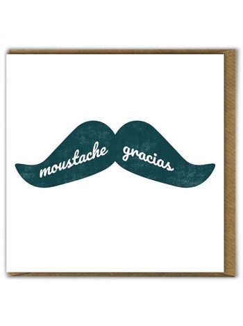 Carte de remerciement amusante - Moustache Gracias 1