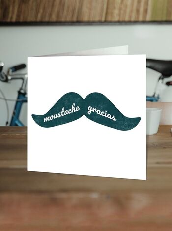 Carte de remerciement amusante - Moustache Gracias 2