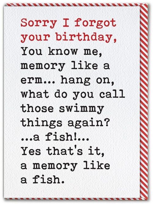 Funny Belated Card - Memory Like a Fish