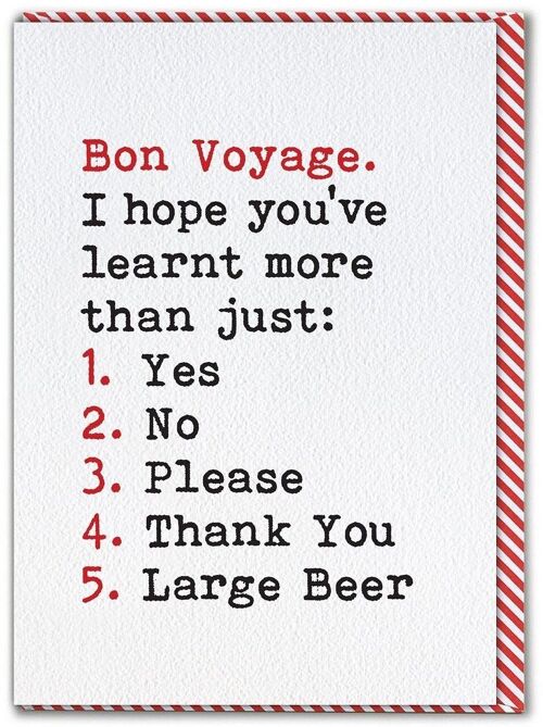 Funny Leaving Card - Bon Voyage