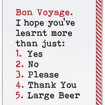 Funny Leaving Card - Bon Voyage