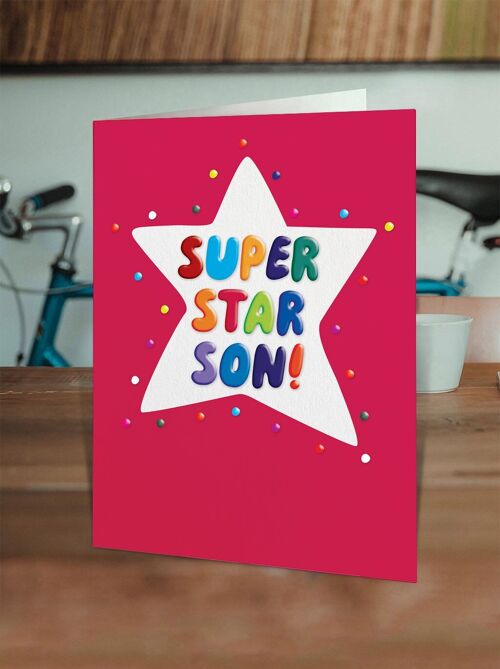 Funny Card EMBOSSED - Super Star Son