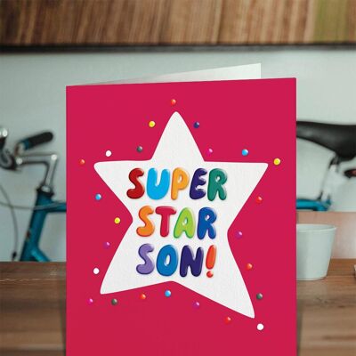 Funny Card EMBOSSED - Super Star Son