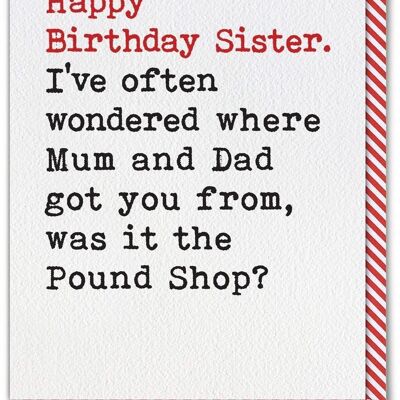 Funny Card - Sister Pound Shop