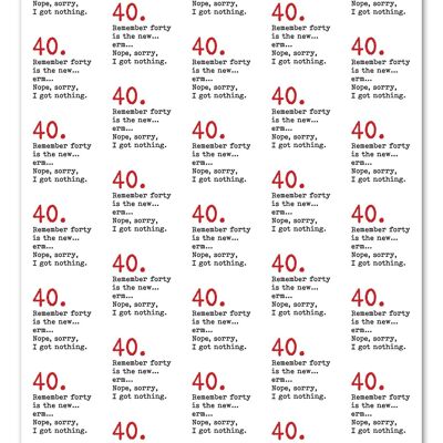 Confezione regalo divertente per il 40° compleanno - 40 è la novità**Confezione da 2 fogli piegati**
