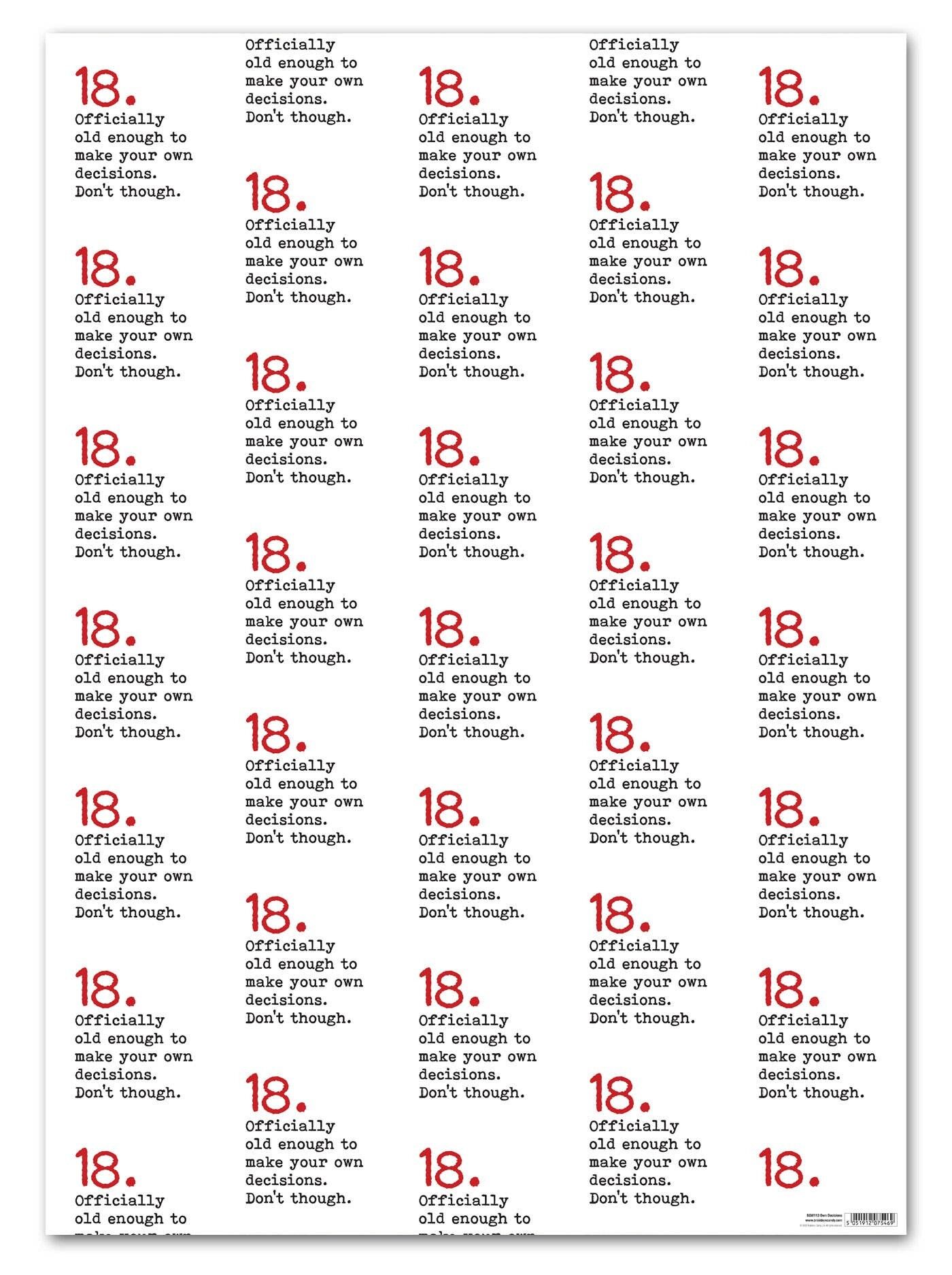 Divertente confezione regalo 18° - 18 Prendi le tue decisioni**Confezione da 2 fogli piegati**