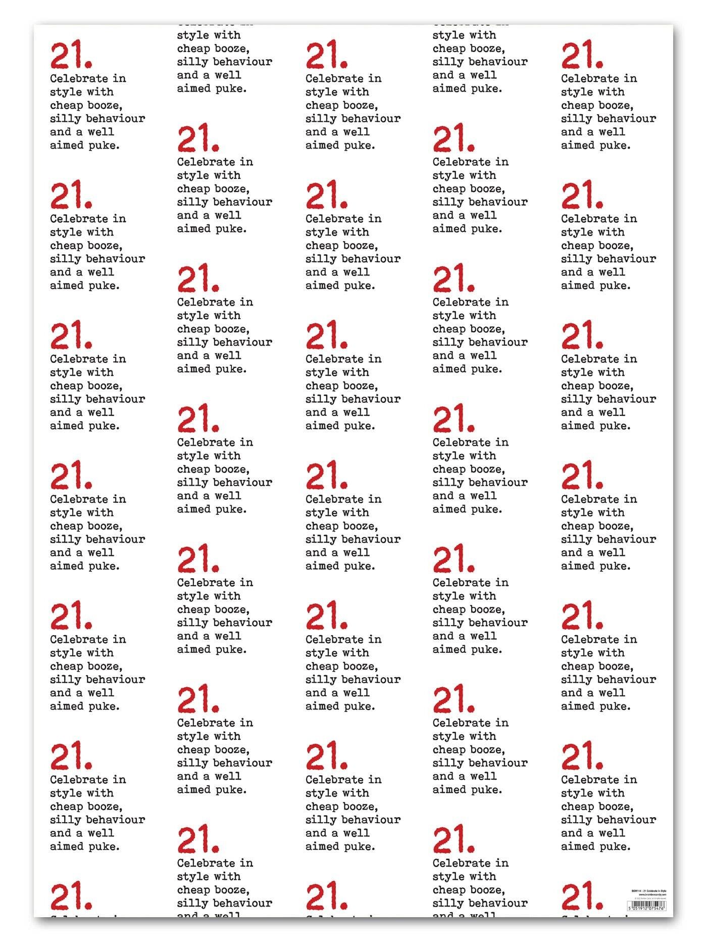 Confezione regalo 21a divertente - 21 Festeggia con stile**Confezione da 2 fogli piegati**