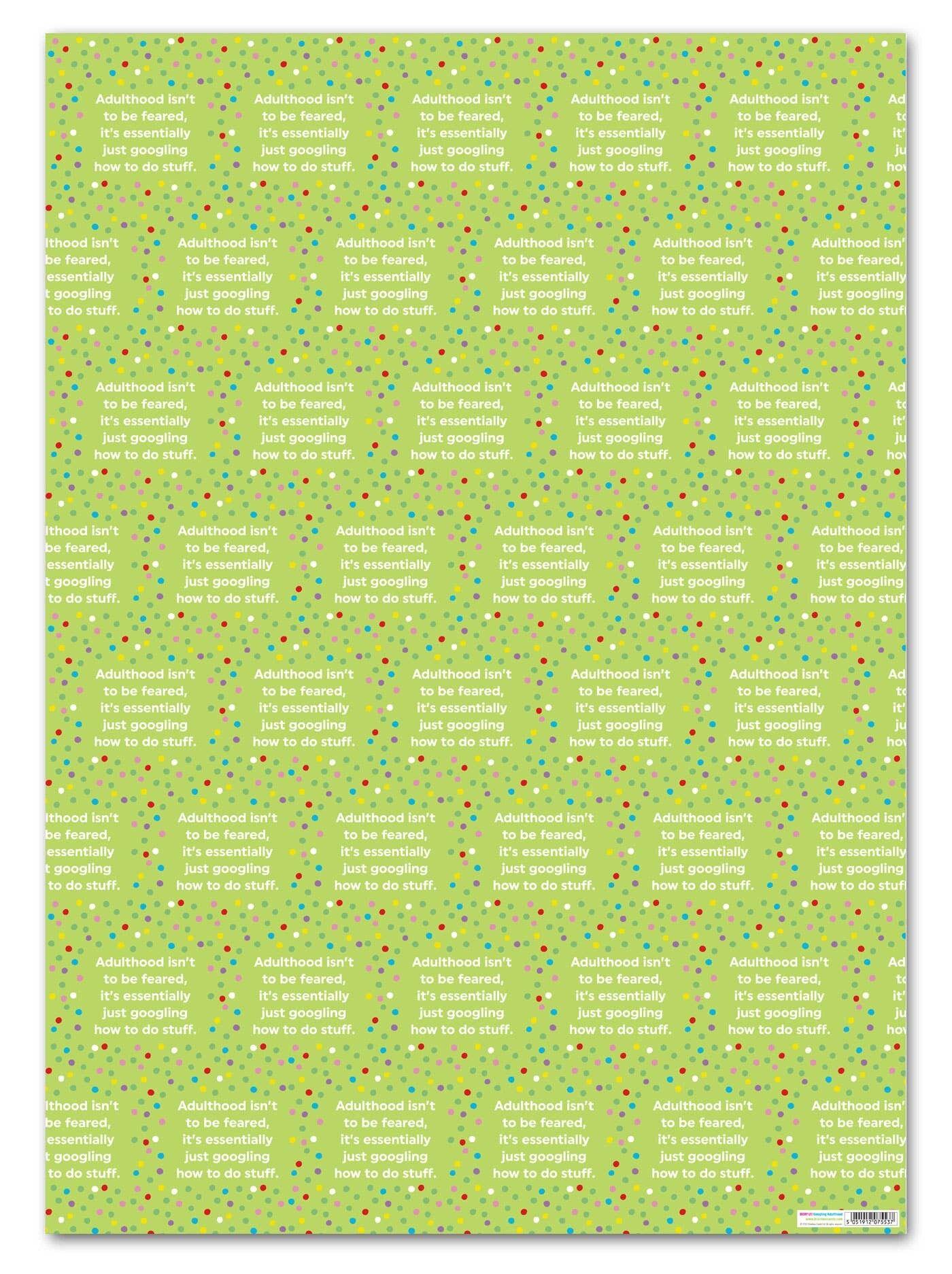 Funny Gift Wrap - Googling Adulthood**Pack of 2 Sheets Folded**