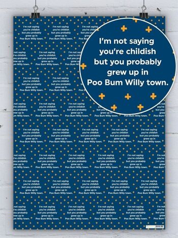 Papier Cadeau Amusant - Poo Bum Willy Town**Lot de 2 Feuilles Pliées** 5