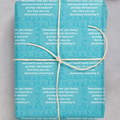 Rude Gift Wrap - Grumpy Bastard**Pack of 2 Sheets Folded**