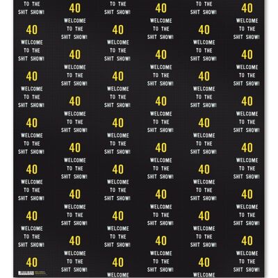 Funny 40th Gift Wrap - 40 Shit Show**Pack of 2 Sheets Folded**