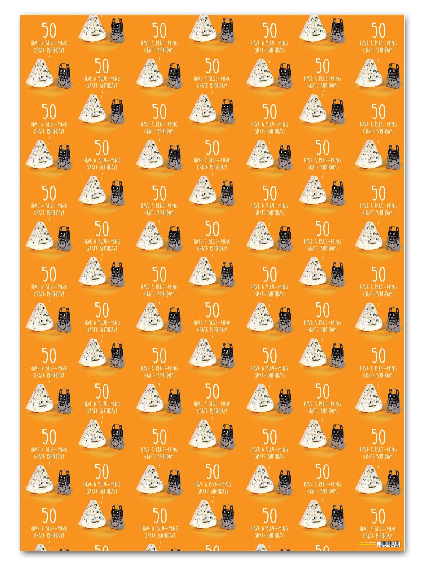 Confezione regalo divertente per il 50° anniversario - 50 griglie blu-ming**confezione da 2 fogli piegati**